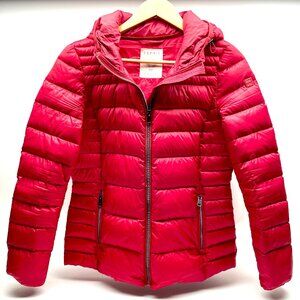 Esprit sport jacket  quilted red nylon small  hooded zipper small